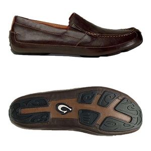 Olukai Akepa Moc Leather Men’s Slip-On Sneakers Loafers Chocolate